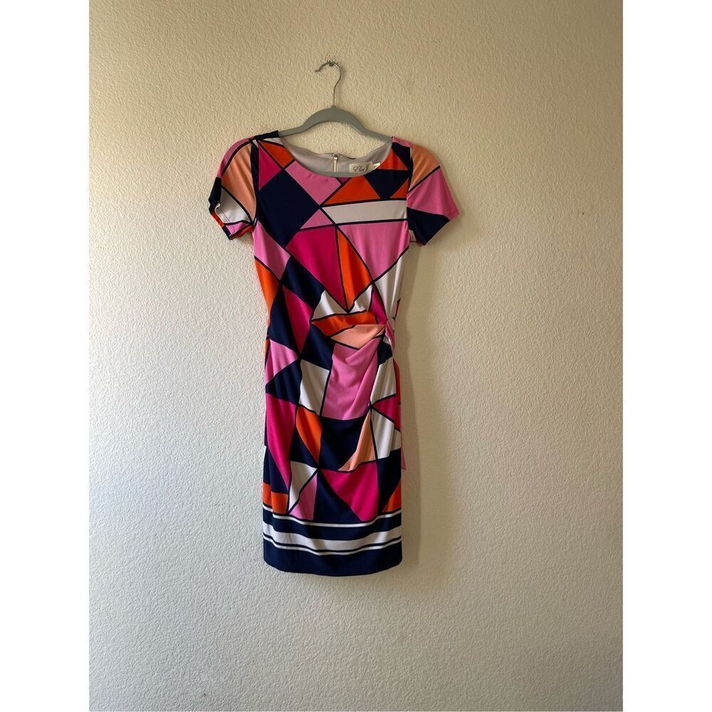 Eliza j women’s geometric print side tie mini dress‎ size 2